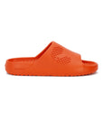 Orange Chupster slide with textured sole on a white background