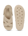 Top view of cushioned sole and curved footbed