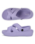 Side view of cushioned sole and curved footbed