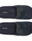 Navy blue sliders for men with AirSoft Sole top view