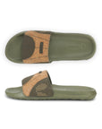 Relaxed fit sliders on feet outdoors