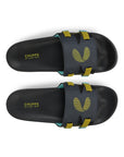 Black Blue Sliders top view showing color contrast
