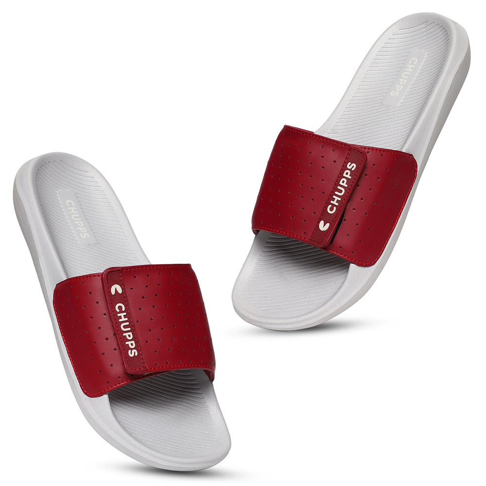 Indiamart Red Sandals Size Classic Grey Maroon Sliders – CHUPPS