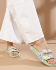Lune Floral Slide | Lime Green - Women