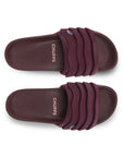 Pair of maroon slider with petal-inspired upper