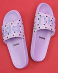Soft everyday slider in whimsical purple on a red background