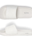 Chupps white sliders side view showcasing upper strap and side view