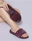Rose Maroon Floral Slide -Women