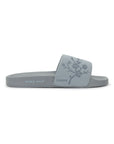 Hana grey sliders side view showing floral-embossed Ergo-Pro footbed.