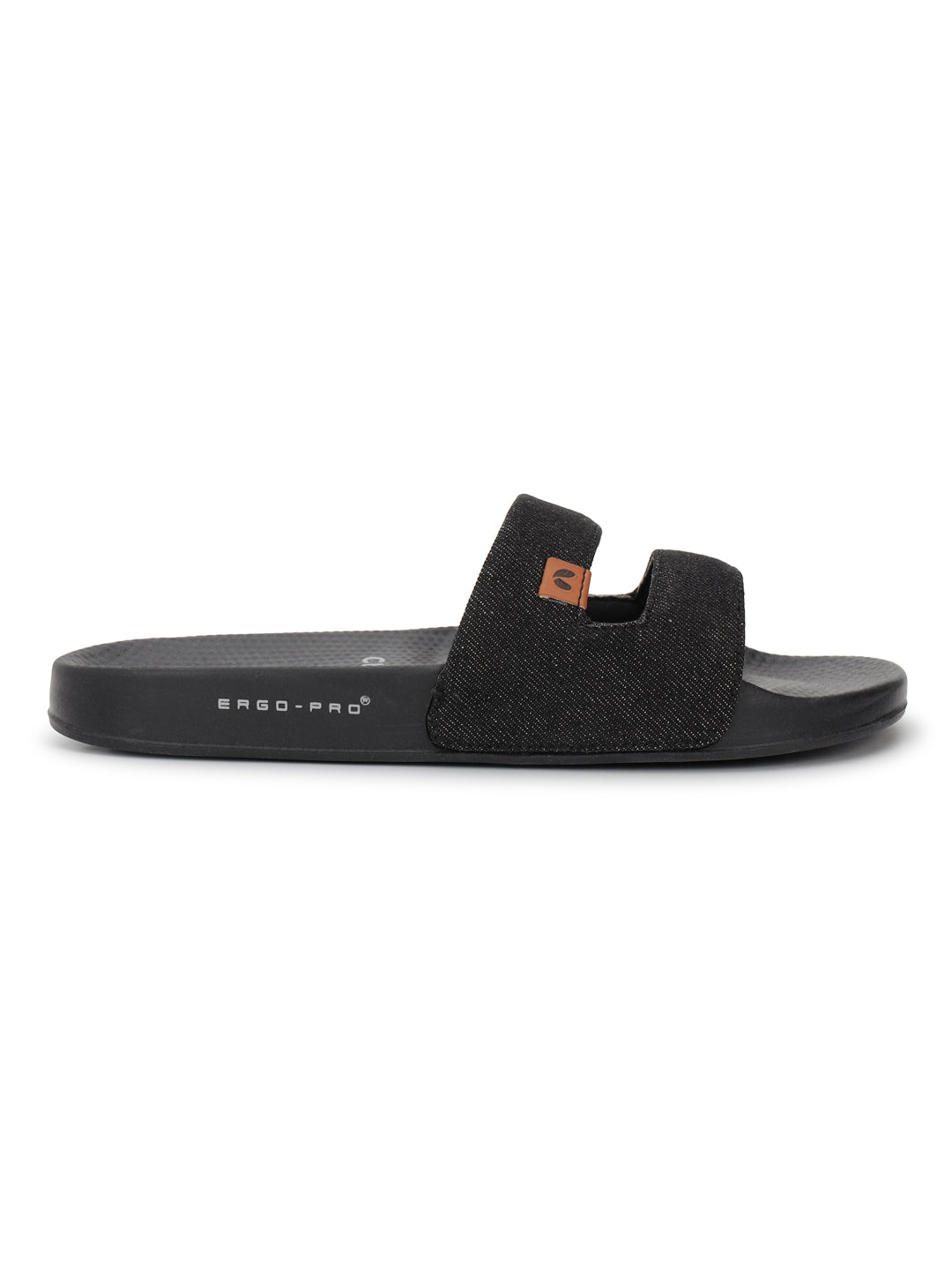 Chupps Zella Black Denim Sliders - Side Profile