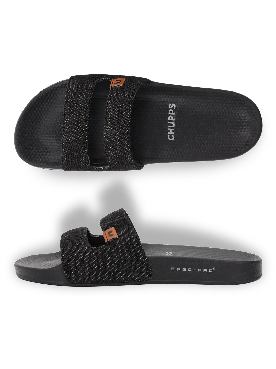 Breathable denim strap and grippy footbed