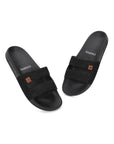 black casual-chic slides