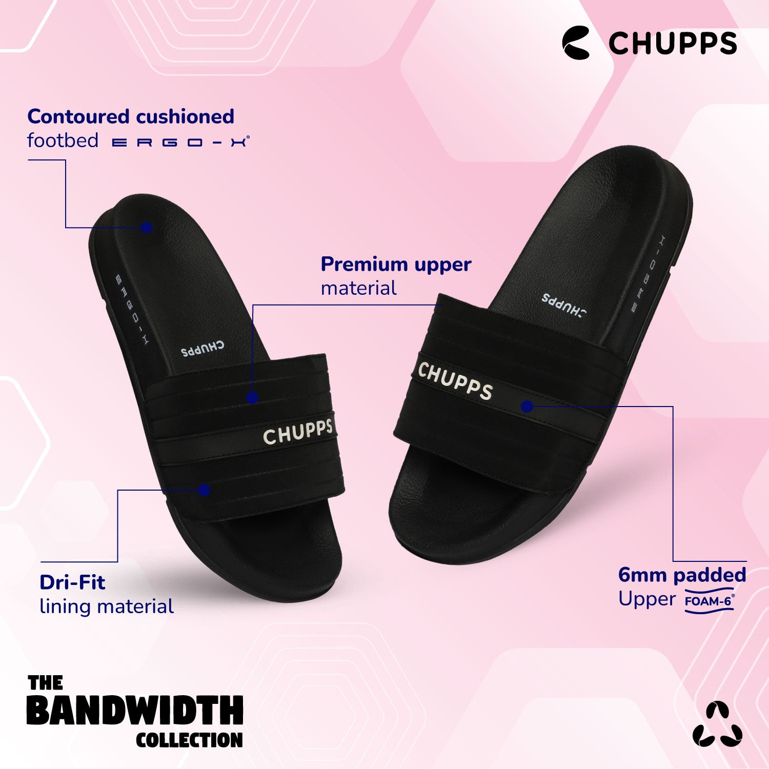 Stitch Black Sliders -Women
