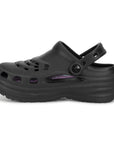 Black clog shoe on a white background