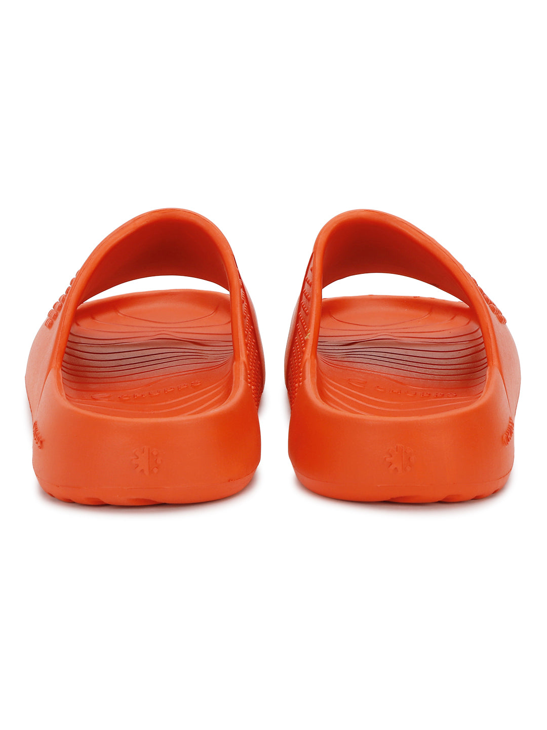 POV of orange Chupster with textured footbed 