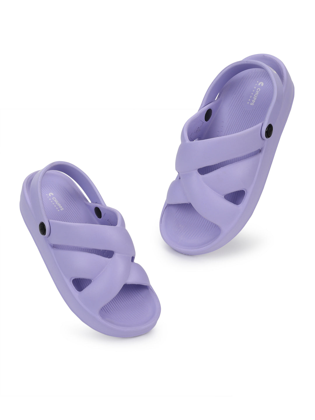 Purple clogs with sleek design on white background