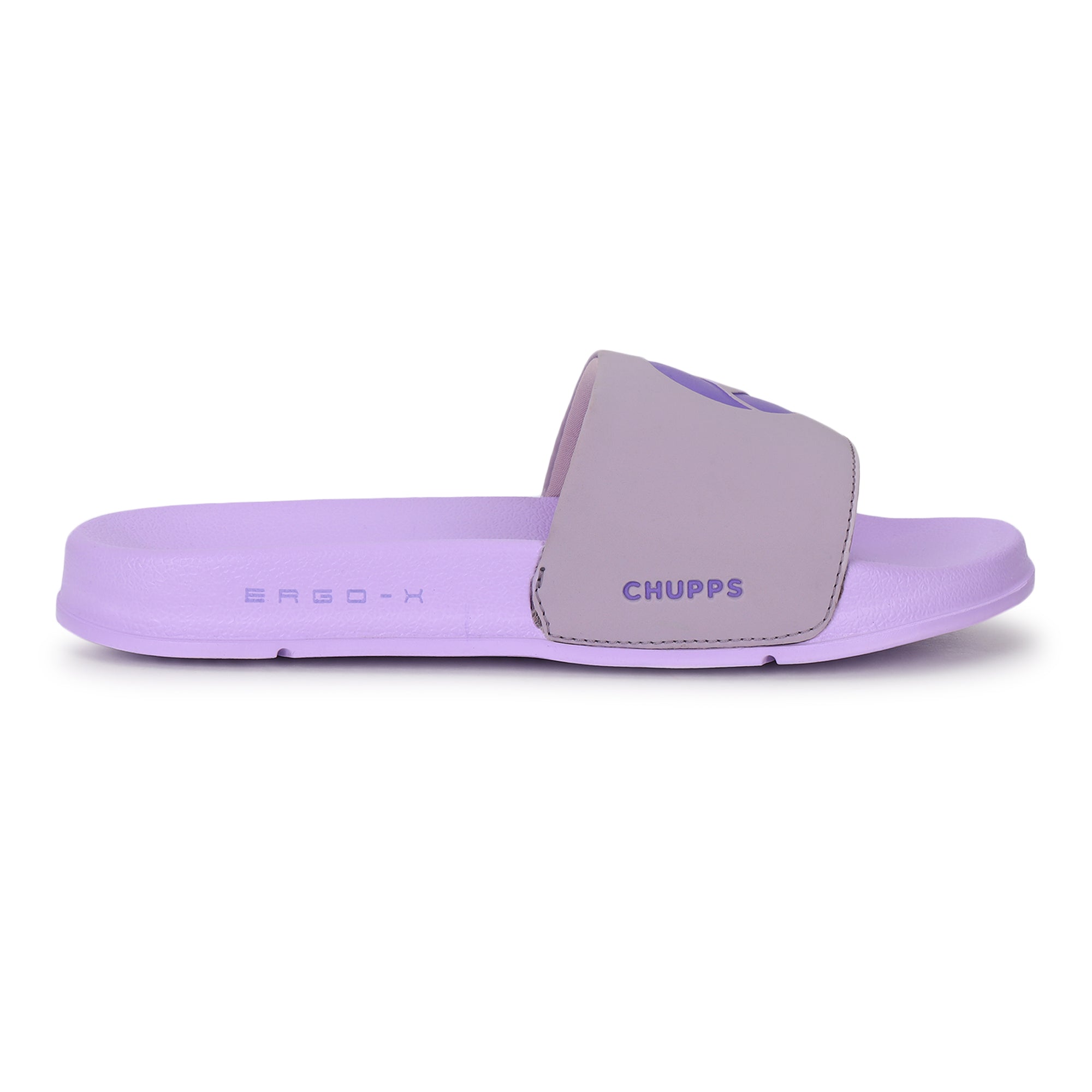Chupps Serra Light Purple Sliders with 14mm padded plush upper in light purple.