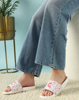 Grace White & Pink Sliders -Women