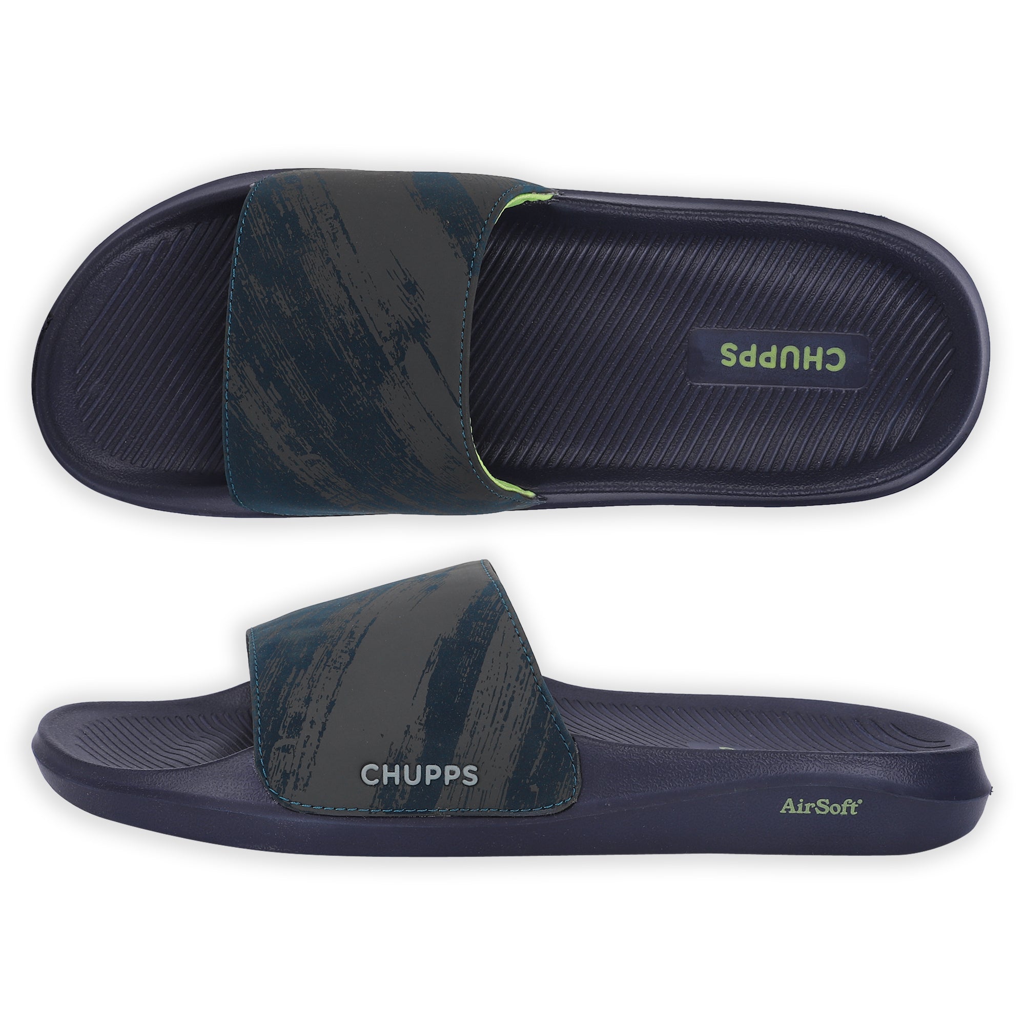 Side and top profile showing springy grip sole