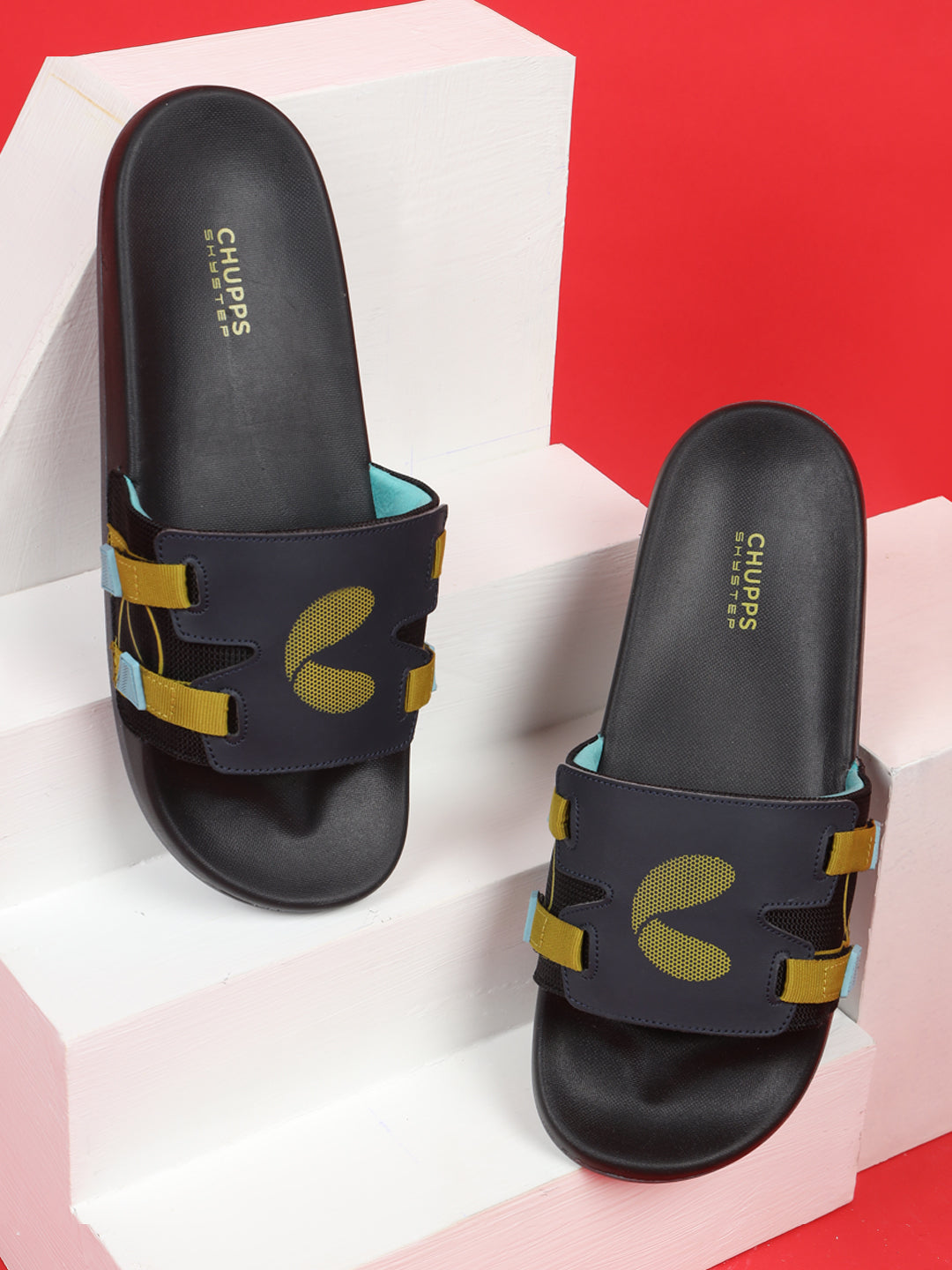Black Blue Sliders styled with props