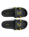 Black Blue Sliders top view showing color contrast