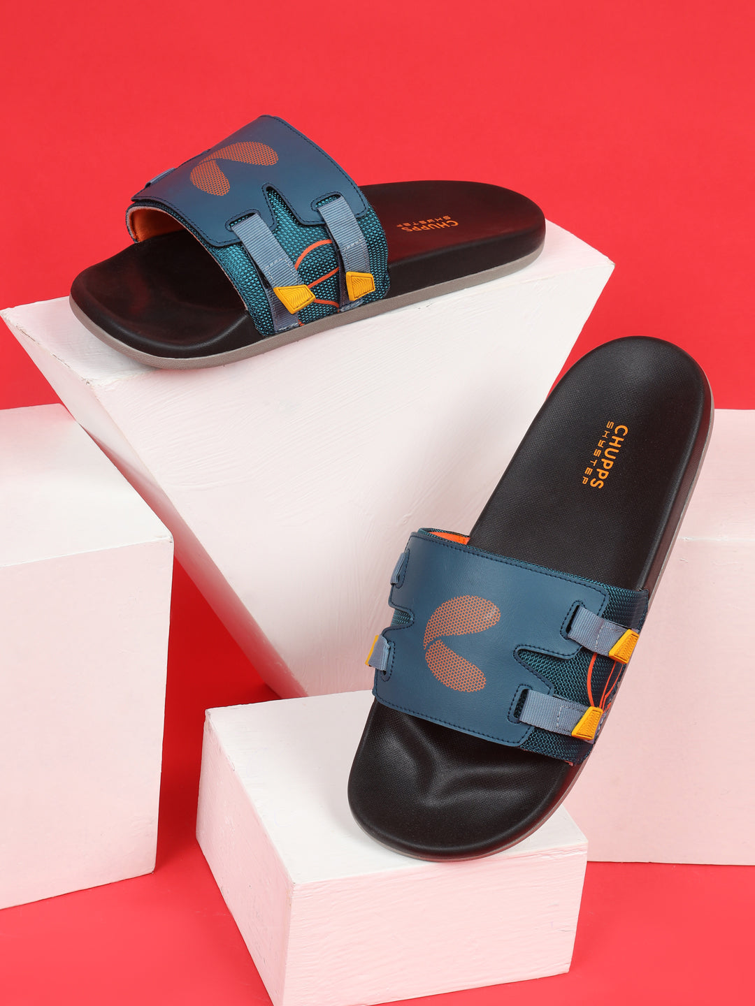 Teal Orange Sliders with vibrant contrast top view and props