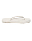 Solis White slider side profile showing cushioned beige base and straps with diamond-like shine