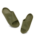 Pair of olive green open-toe Chupster on a white background