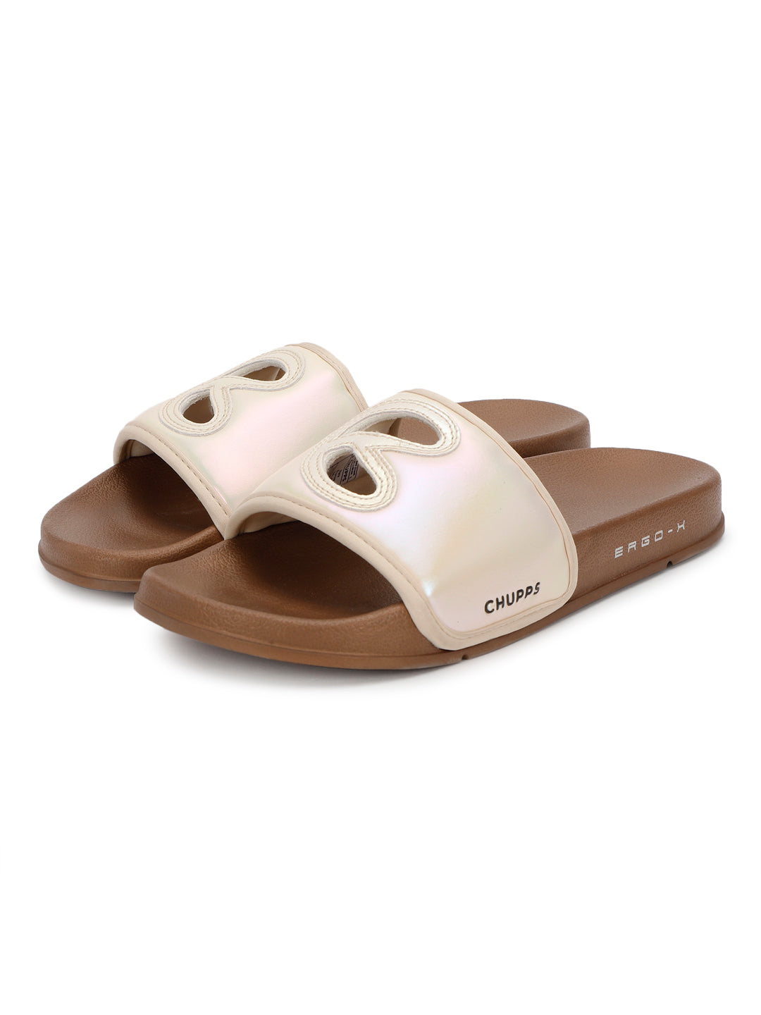 Comfortable women’s bronze festive footwear with cushioned foam