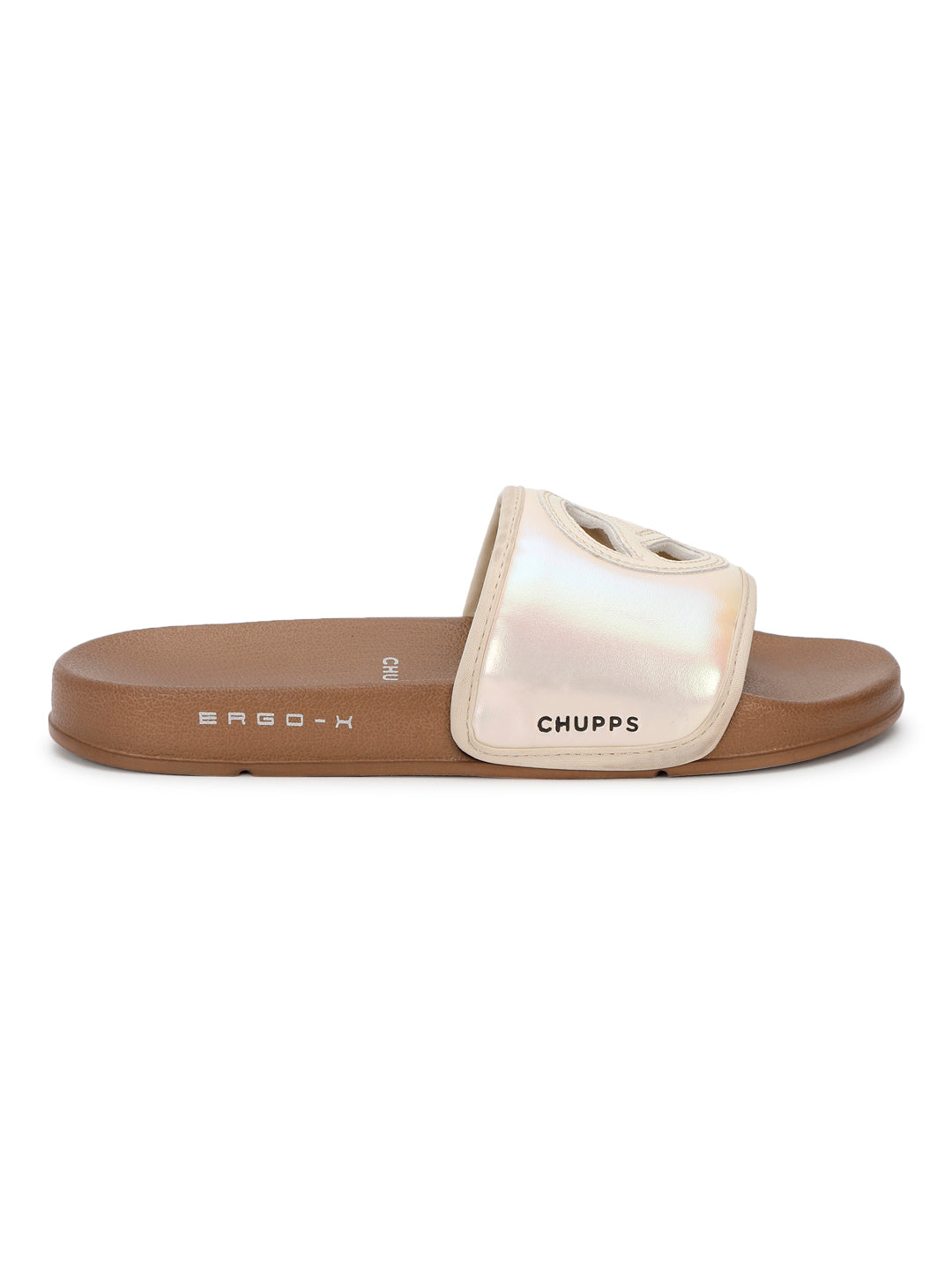 Elegant bronze festive sliders for women with ErgoX sole