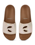 Alara women’s bronze festive luxe sliders with glossy finish