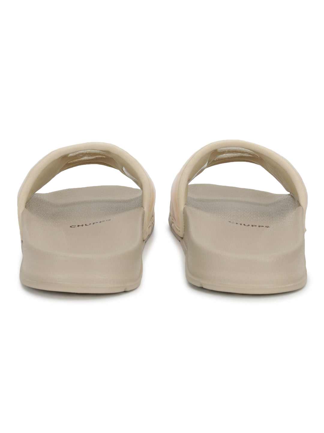 Stylish beige sliders for women with cushioned foam