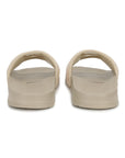 Stylish beige sliders for women with cushioned foam