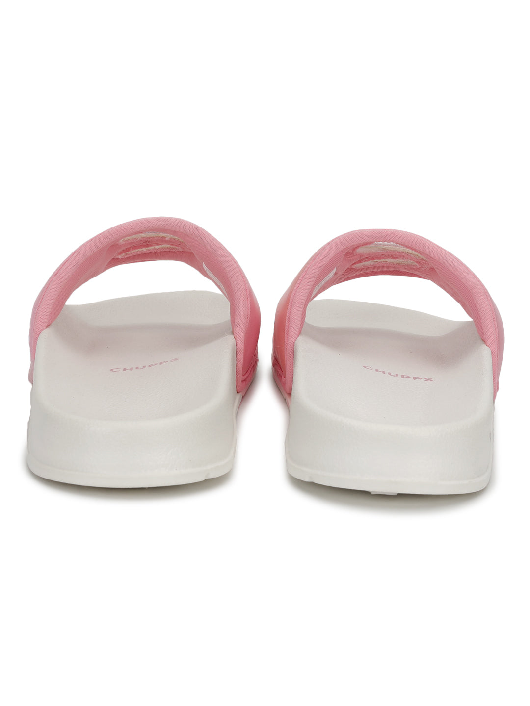 Comfortable pink sliders with 6mm foam cushioning on strap