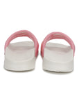 Comfortable pink sliders with 6mm foam cushioning on strap