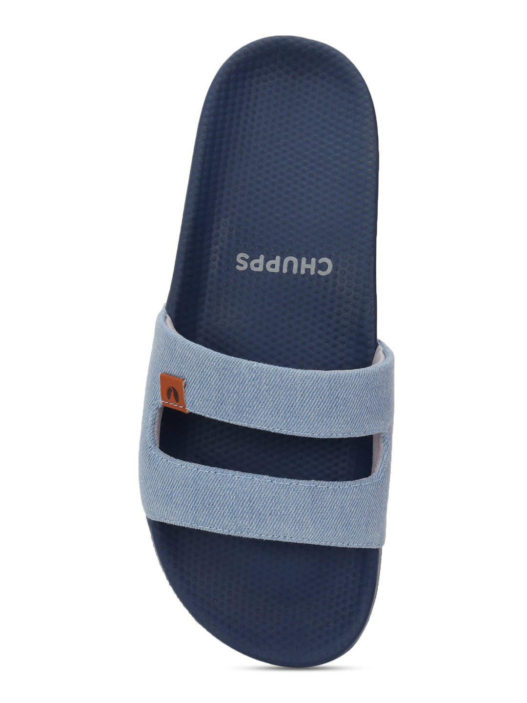 Top view of soft footbed with visible arch support and cushioned heel