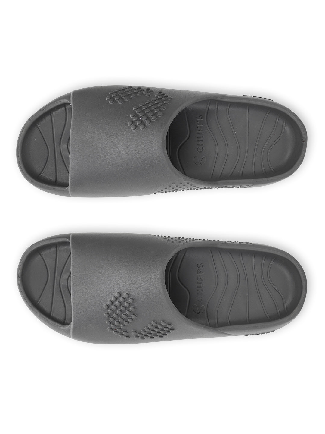 Close-up of men’s foot resting in the deep footbed for everyday comfort .