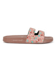 Chupps Mimo peach floral slider, halo-shaped upper to side slit.