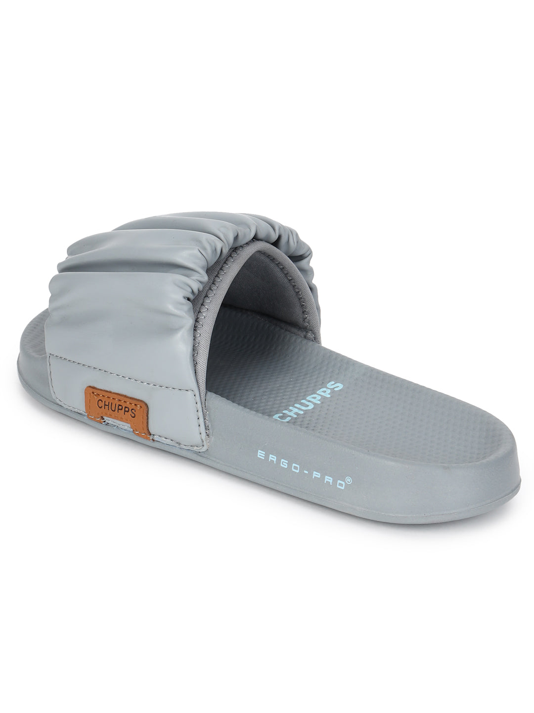 Close-up of grey gathered ruffle texture on the Ruffel upper.