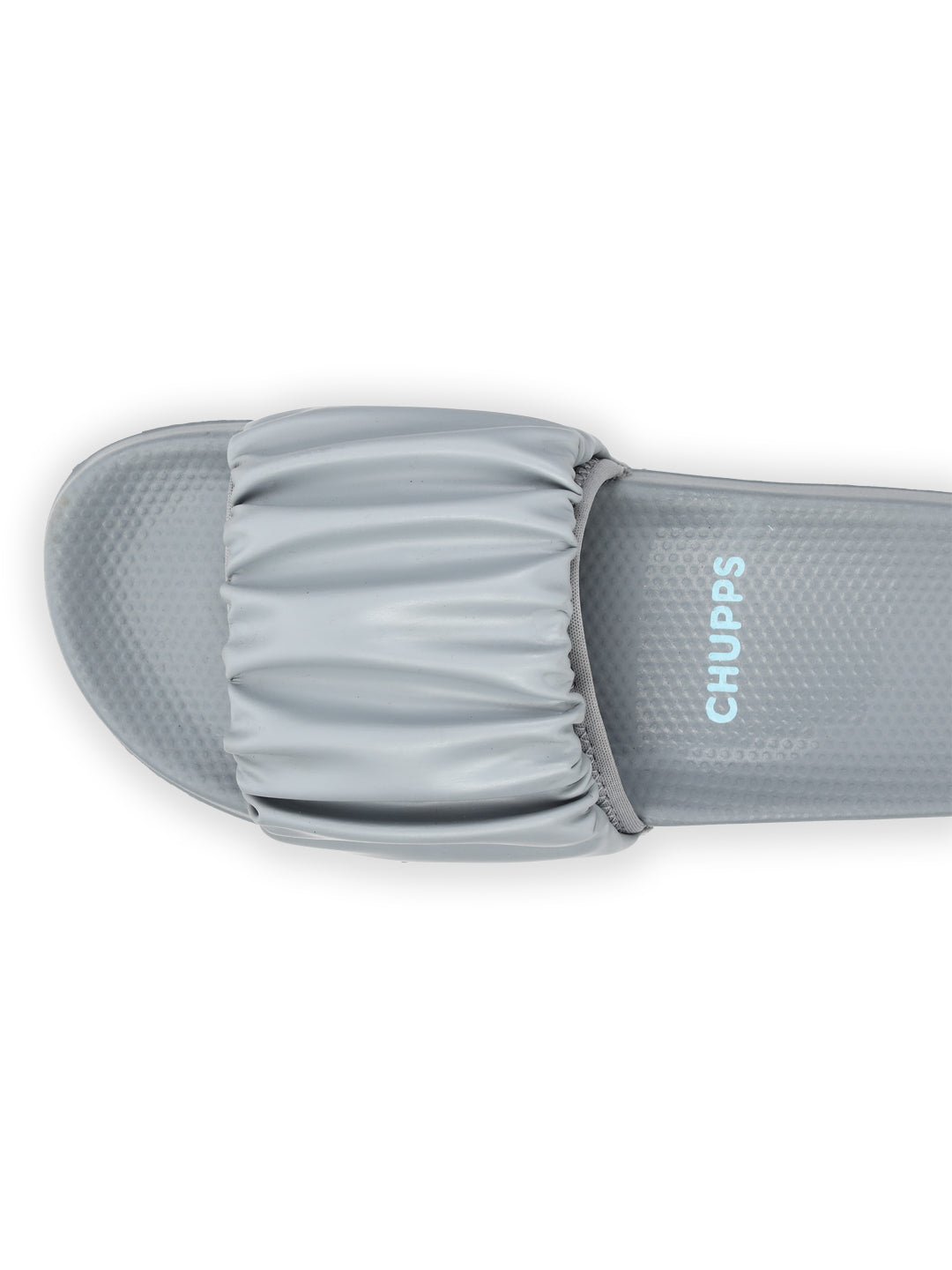 Top-down shot of Ruffel grey slider showing silhouette and material detail.