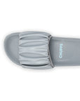 Top-down shot of Ruffel grey slider showing silhouette and material detail.
