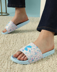 Grace White & Blue Sliders -Women