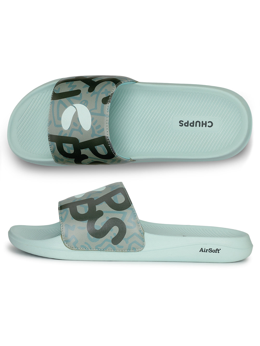 Tumble Sea Green Sliders- Men