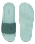 Close-up of Chupps Pure Lime Green Slider showing upper strap and grip sole