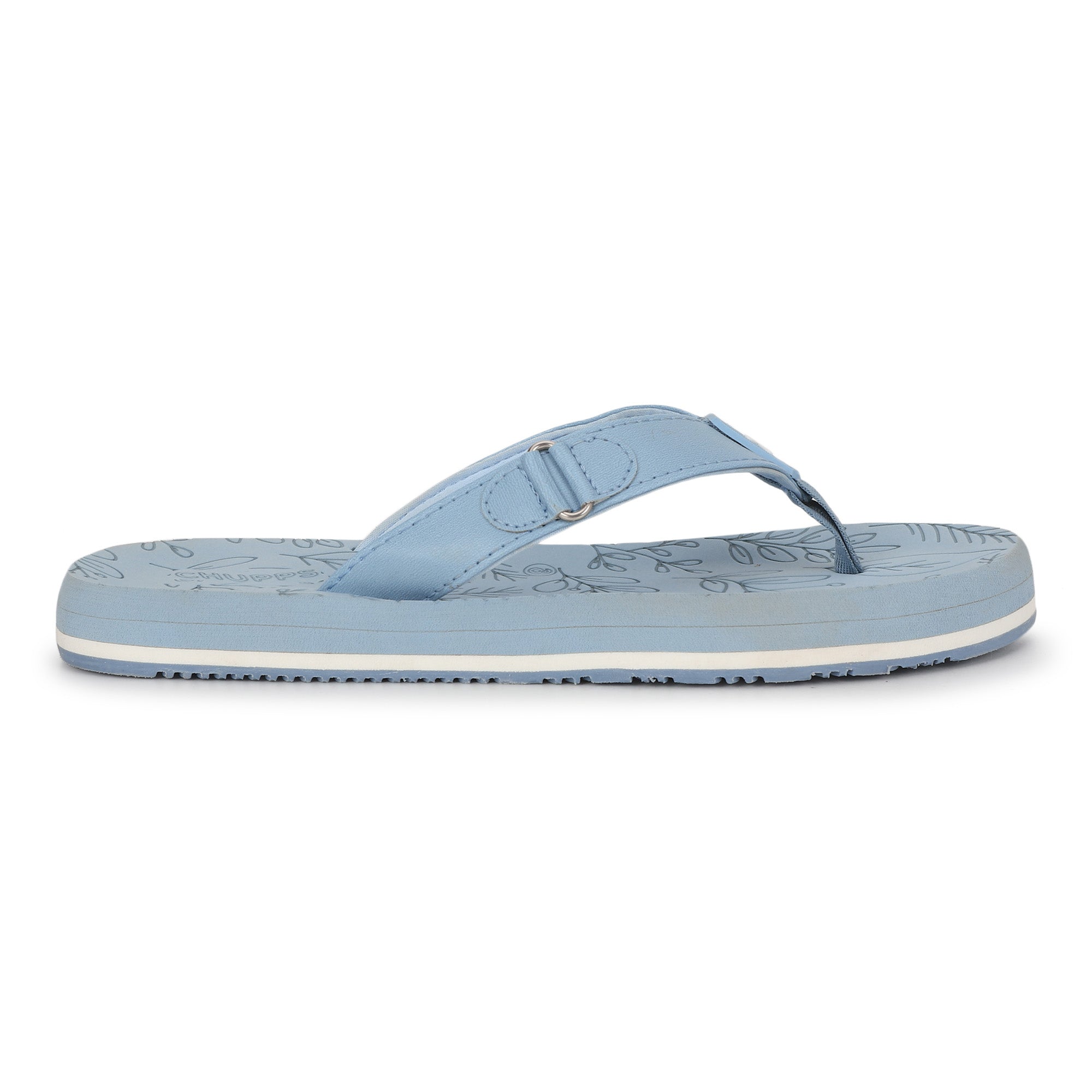Chupps women sky blue flip-flops with V-strap design on white background