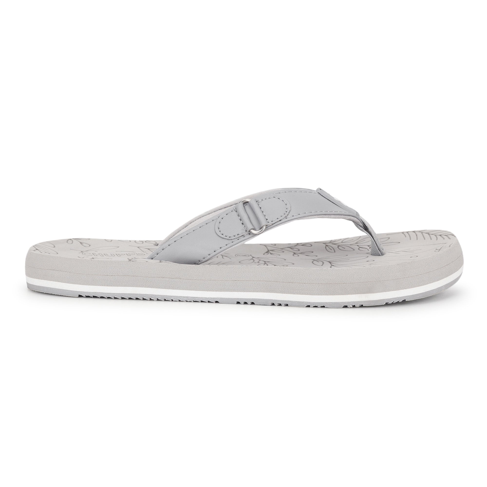 Chupps women grey flip-flops with V-strap design on white background
