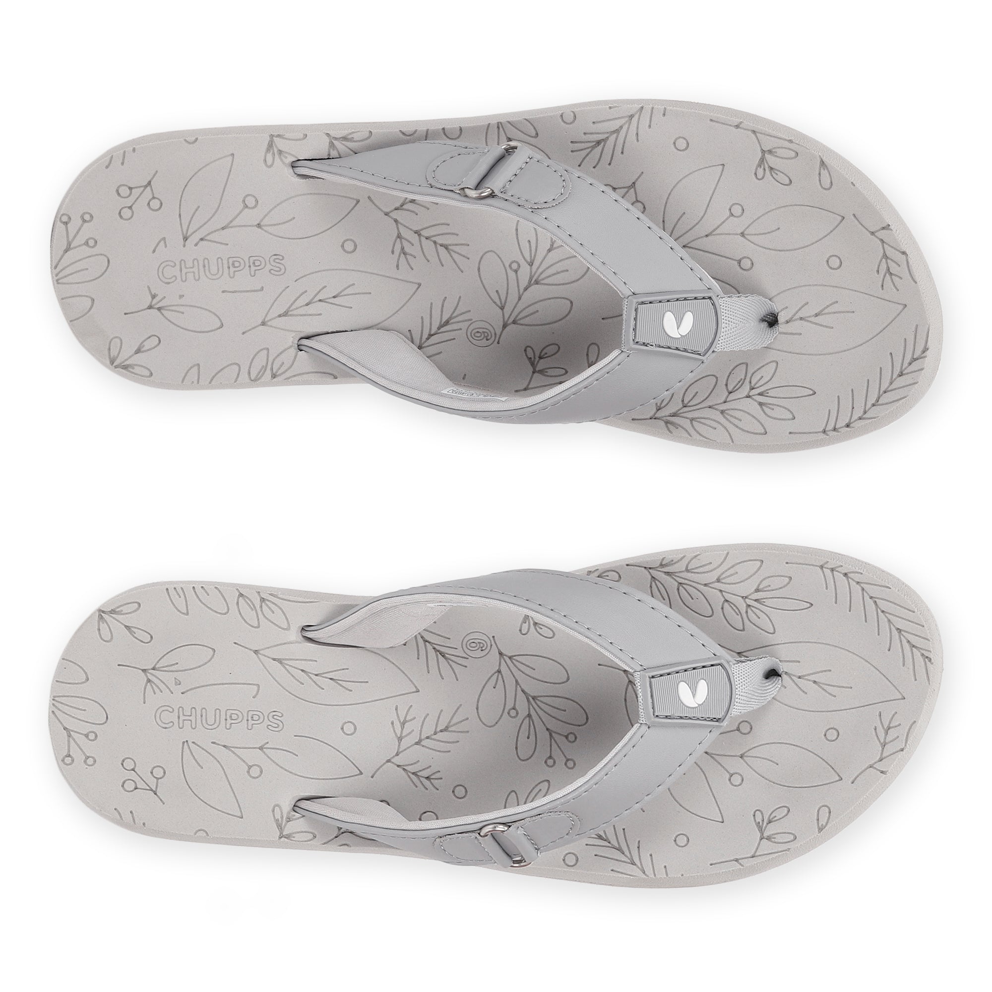 Chupps women grey flip-flops with V-strap design on white background