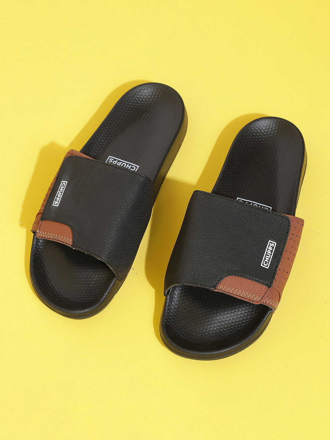 Solid Hues Black &amp; Tan Sliders