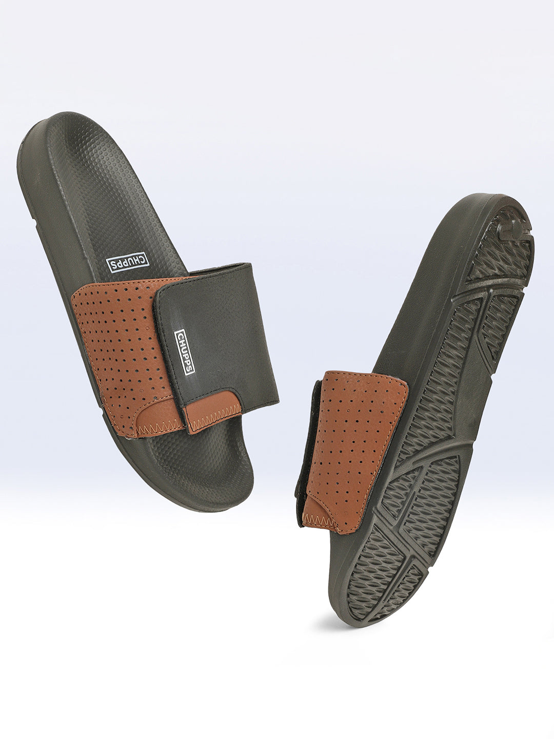 Solid Hues Black &amp; Tan Sliders
