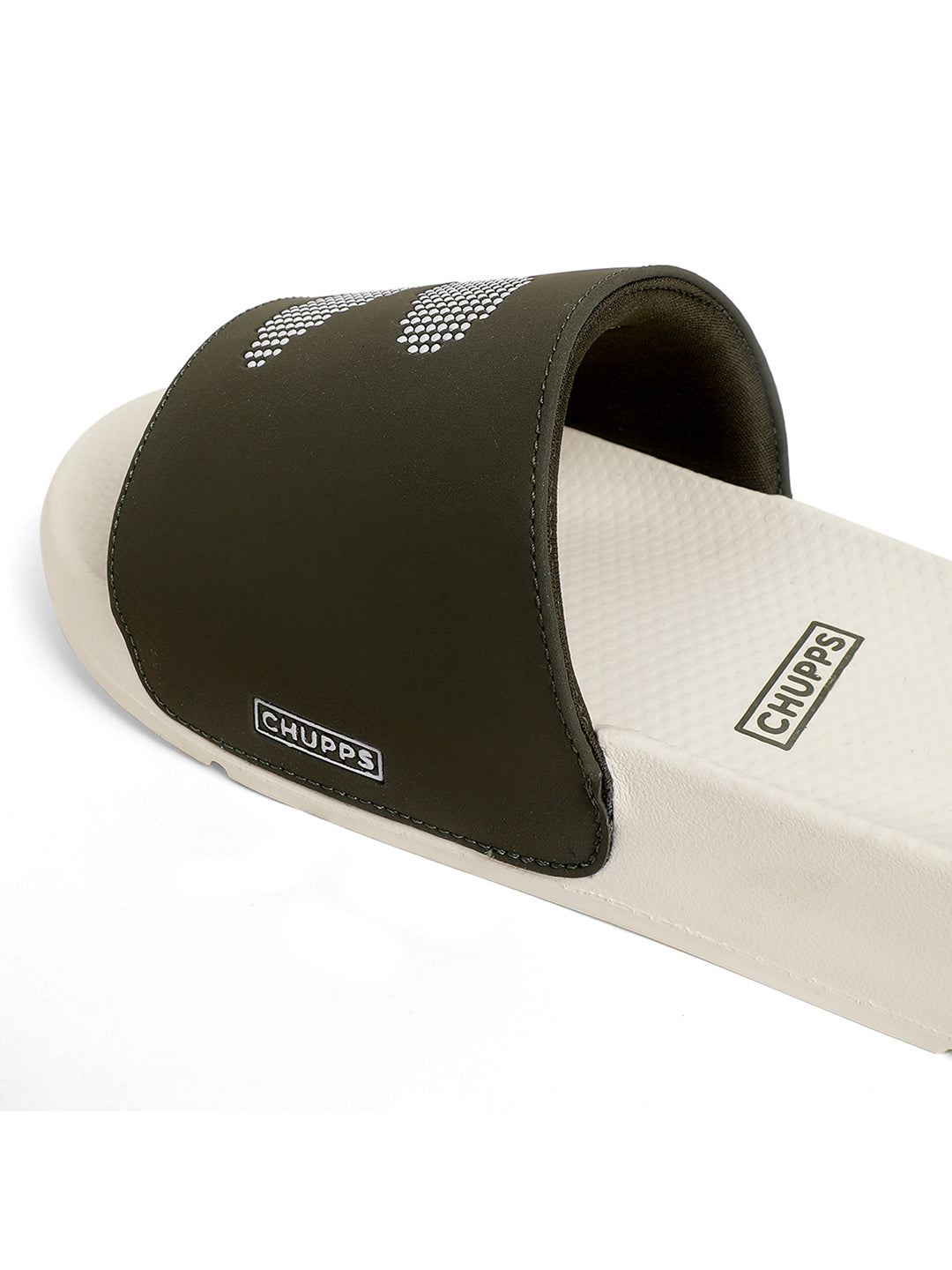 Dot Fusion White &amp; Olive Sliders